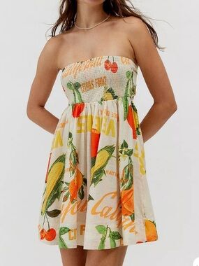 urban outfitters yellow linen dress UO Sofia Yellow Floral Linen Mini Dress